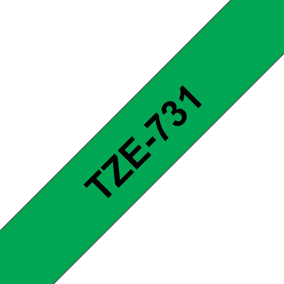 Ruban laminé Brother TZe-731 / TZE731, noir sur vert, 12 mm x 8 m