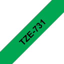 Brother TZe-731 / TZE731 laminated tape, black on green, 12 mm x 8 m