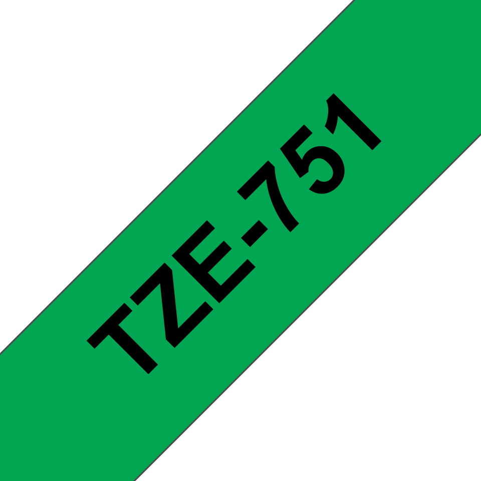 [TZE751] Brother Schriftband laminiert TZe-751 / TZE751, schwarz auf grün, 24 mm x 8 m