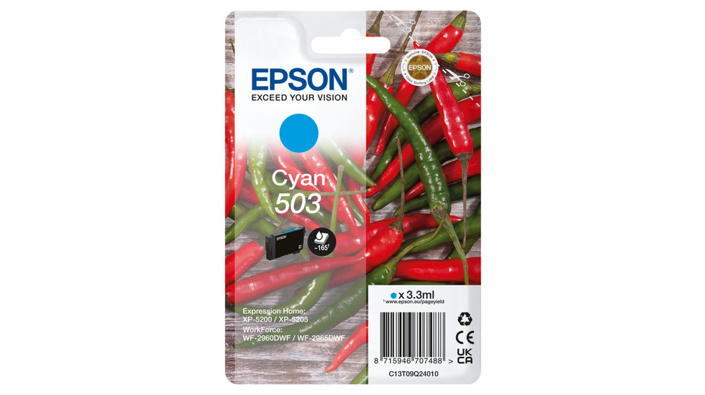 Cartouche d'encre Epson 503 / C13T09Q24010 cyan, 165 pages