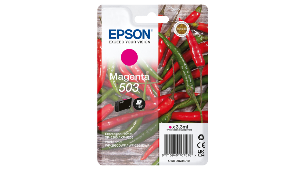 Epson 503 / C13T09Q34010 magenta ink cartridge, 165 pages