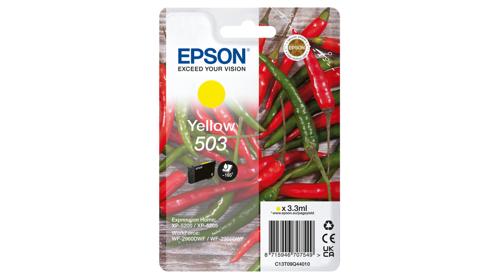 Cartouche d'encre Epson 503 / C13T09Q44010 jaune, 165 pages