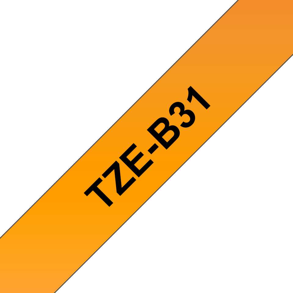 Brother Schriftband laminiert fluoreszierend TZe-B31 / TZEB31, schwarz auf leuchtorange, 12 mm x 5 m