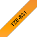Brother TZe-B31 / TZEB31 fluorescent laminated tape, black on fluorescent orange, 12 mm x 5 m