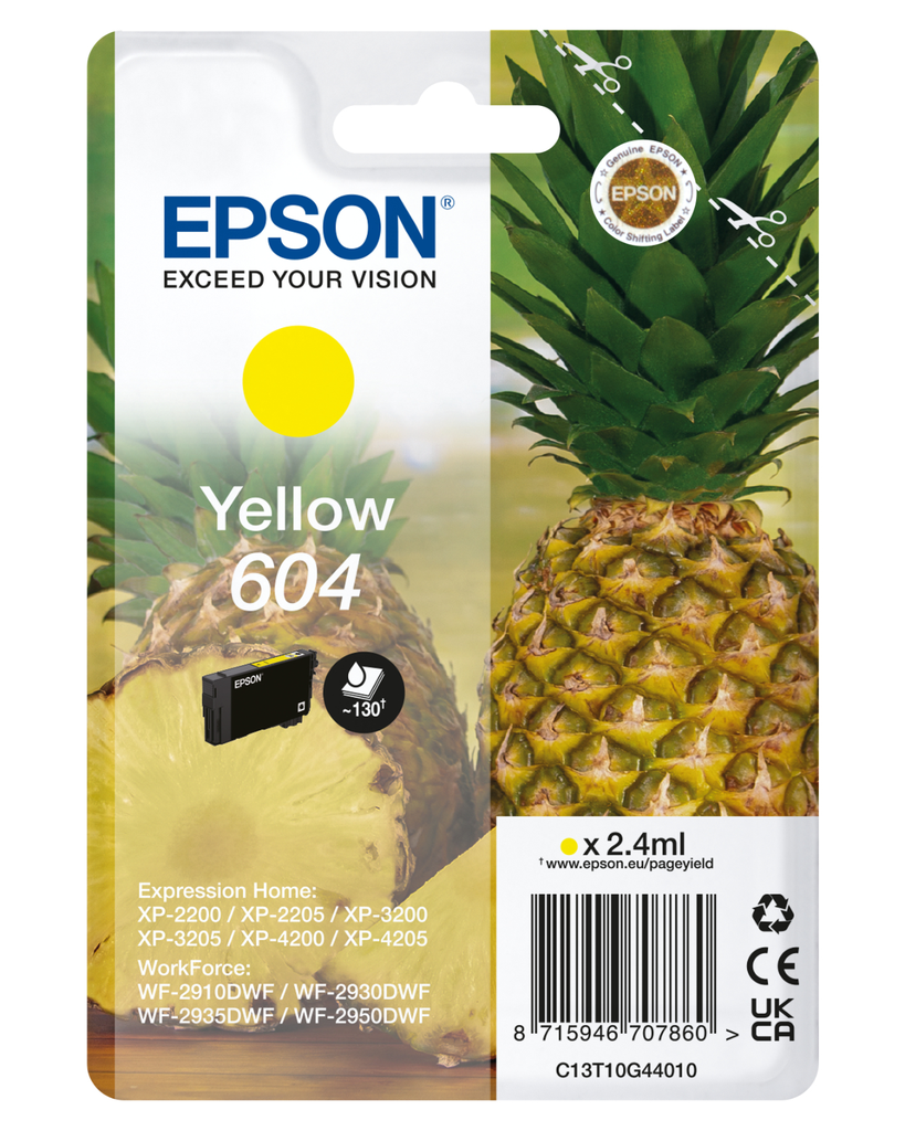 Cartouche d'encre Epson T10G44 / C13T10G44010 jaune, 130 pages