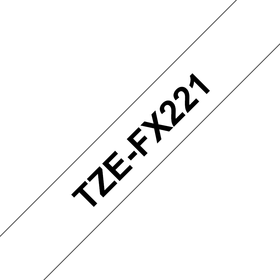 Brother TZe-FX221 / TZEFX221 flexible id tape, black on white, 9 mm x 8 m