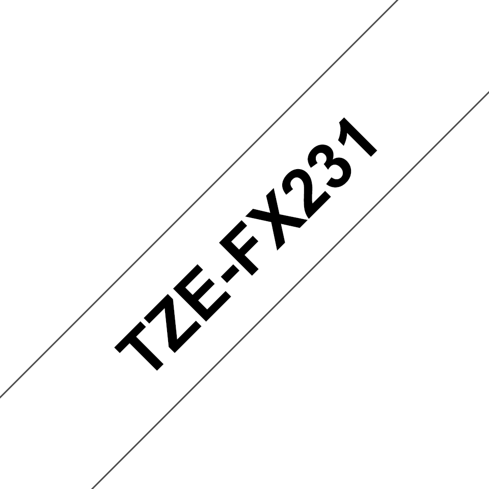Brother Flexi-Tape TZe-FX231 / TZEFX231, schwarz auf weiß, 12 mm x 8 m