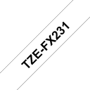 Ruban flexible Brother TZe-FX231 / TZEFX231, noir sur blanc, 12 mm x 8 m