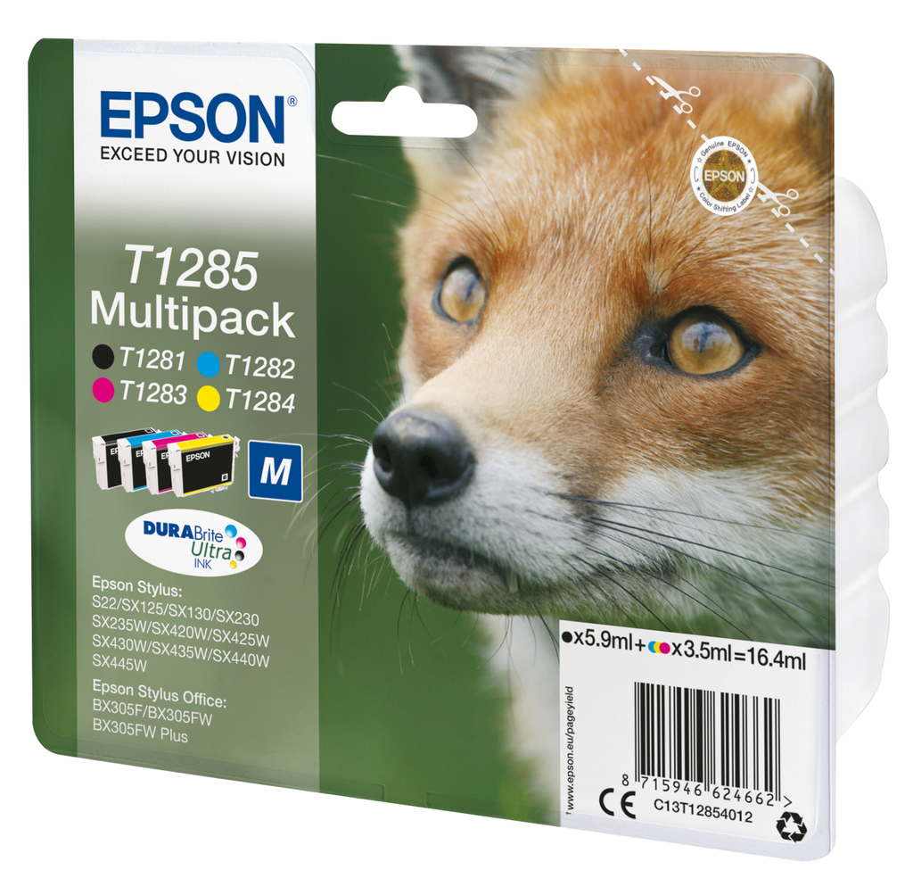 Tintenpatrone Epson T1285 / C13T12854012 4 Farben, 35 ml