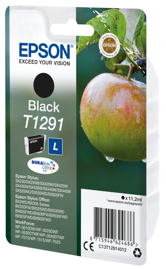 Cartouche d'encre Epson T1291 / C13T12914012 noire, 385 pages
