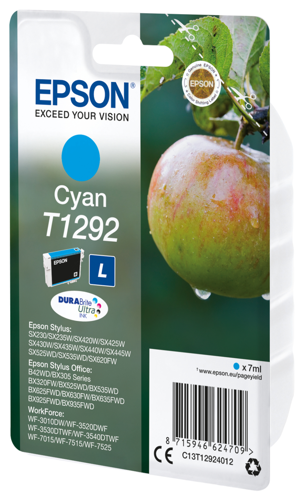 Cartouche d'encre Epson T1292 / C13T12924012 cyan, 474 pages