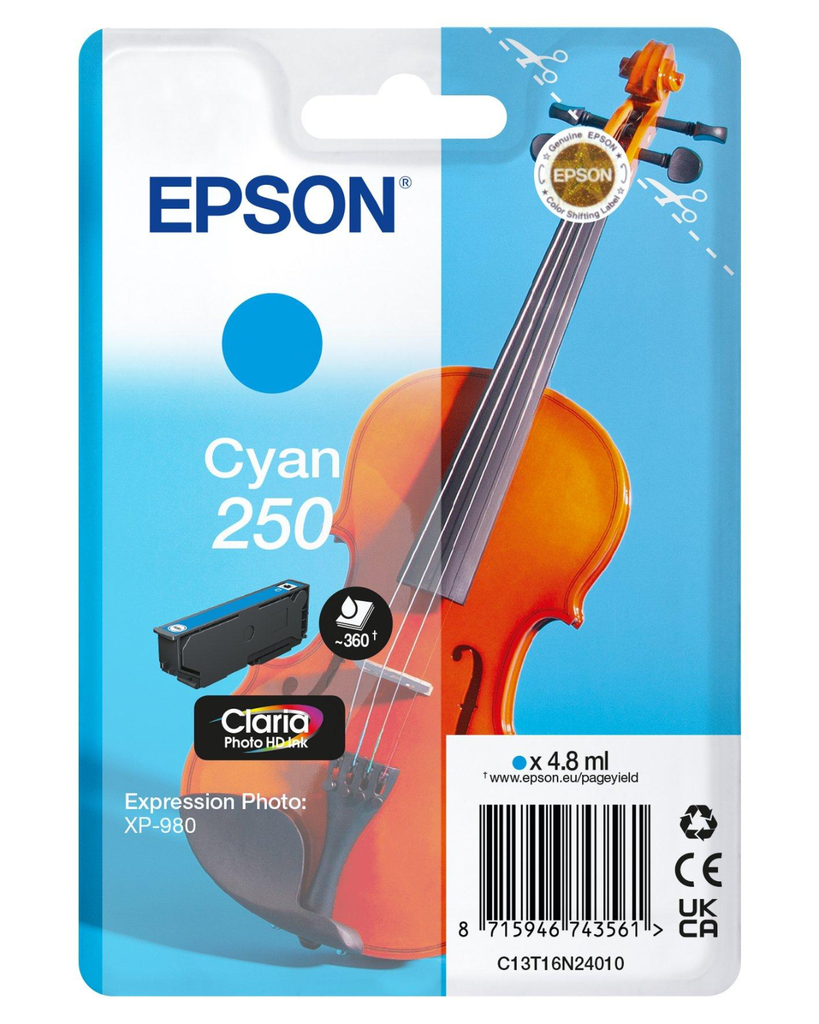 [C13T16N24010] Tintenpatrone Epson 250 / C13T16N24010 Cyan, 48 ml