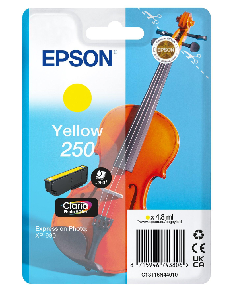 [C13T16N44010] Epson 250 / C13T16N44010 yellow ink cartridge, 48 ml