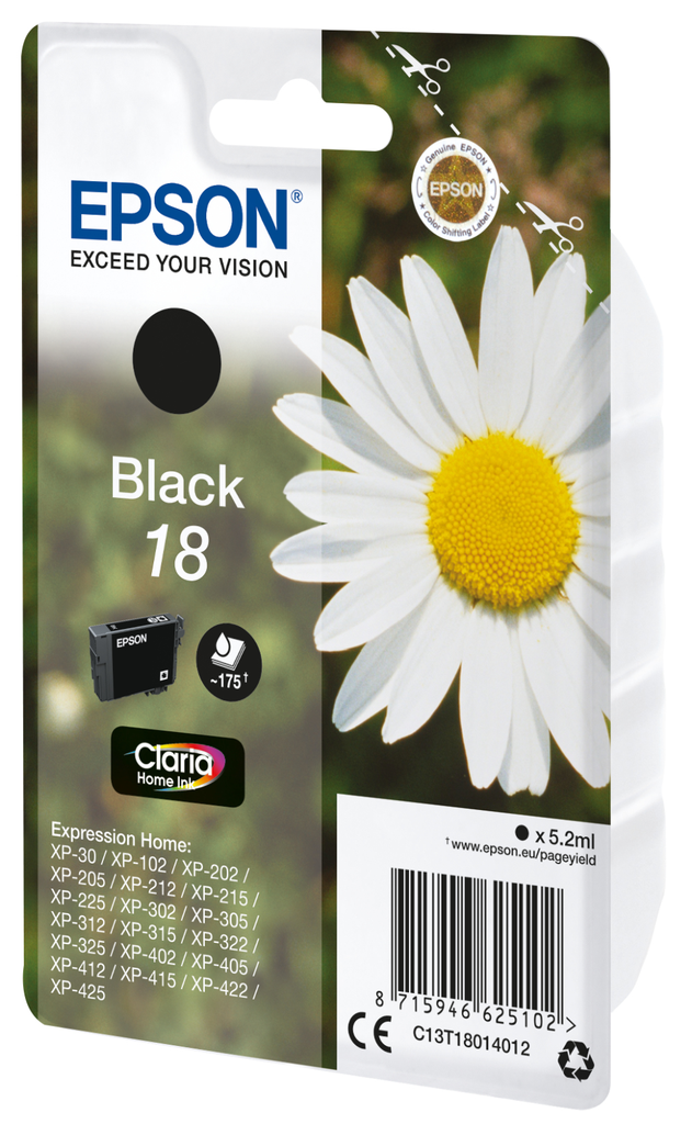 [C13T18014012] Tintenpatrone Epson 18 / C13T18014012 Schwarz, 175 Seiten