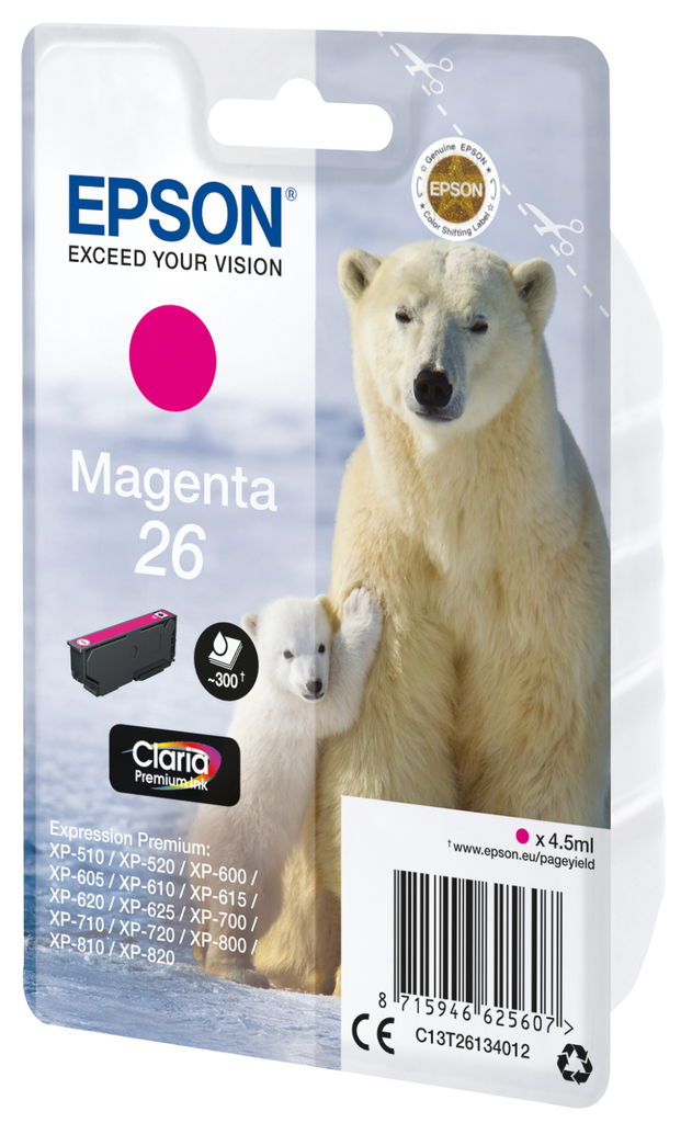 [C13T26134012] Cartouche d'encre Epson 26 / C13T26134012 magenta, 300 pages