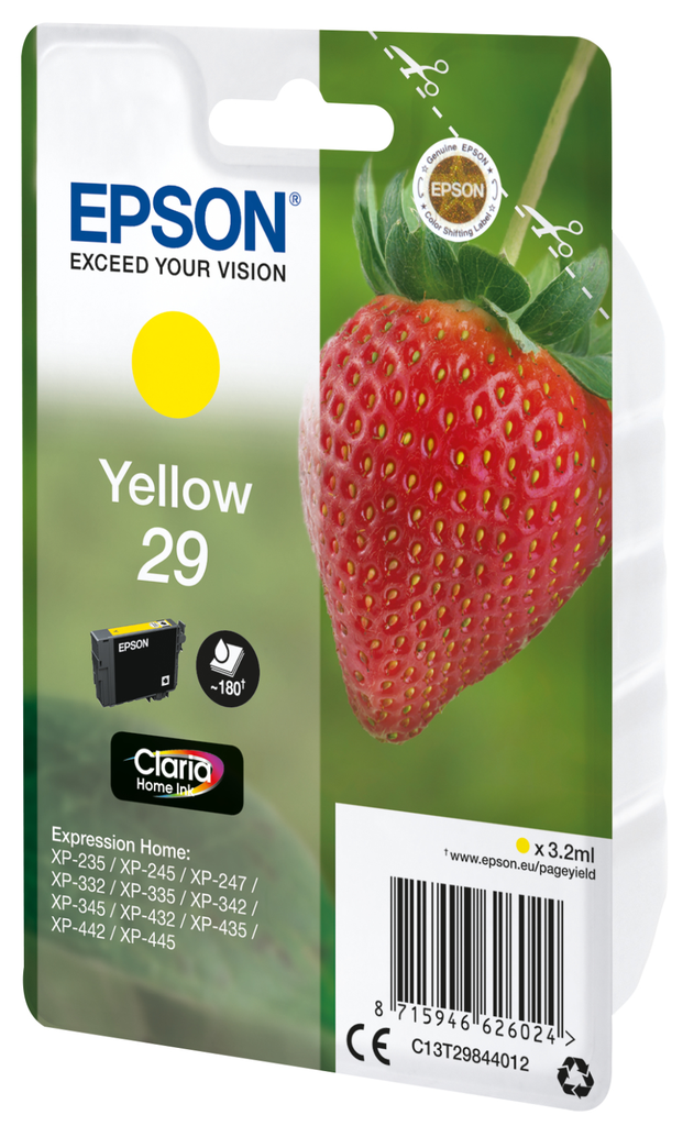 [C13T29844012] Tintenpatrone Epson 29 / C13T29844012 Gelb, 180 Seiten