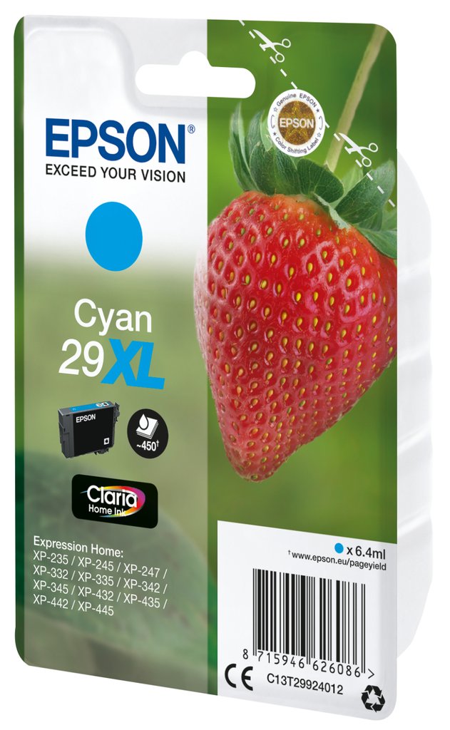 [C13T29924012] Tintenpatrone Epson 29XL / C13T29924012 Cyan XL, 450 Seiten