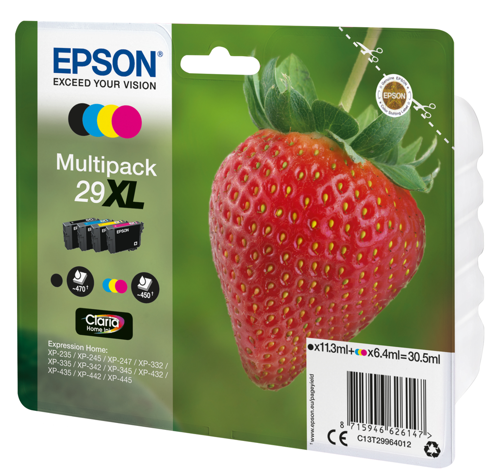 [C13T29964012] Cartouche d'encre Epson 29XL / C13T29964012 4 couleurs XL, 470 pages