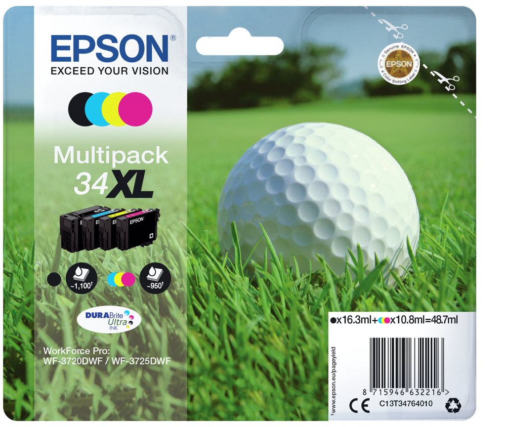 [C13T34764010] Cartouche d'encre Epson 34XL / C13T34764010 4 couleurs, 108 ml
