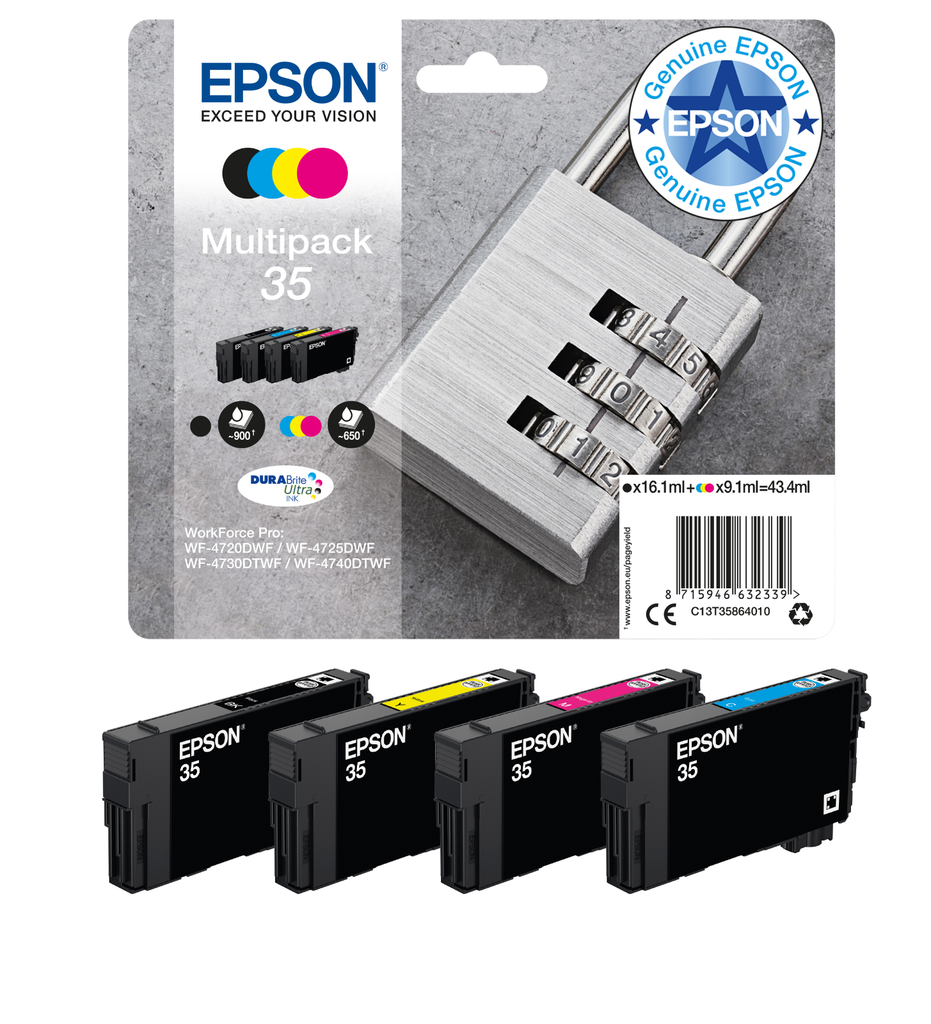 Cartouche d'encre Epson 35 / C13T35864010 4 couleurs, 91 ml