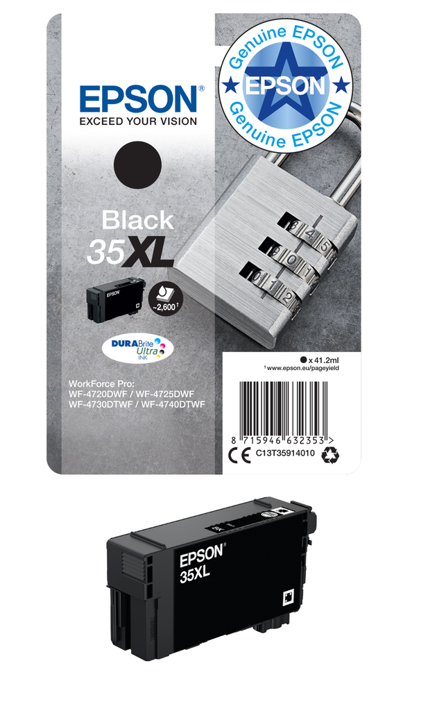 [C13T35914010] Cartouche d'encre Epson 35XL / C13T35914010 noire XL, 2 600 pages