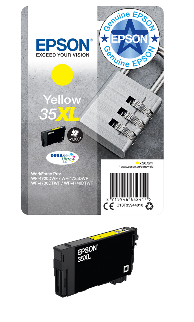 [C13T35944010] Cartouche d'encre Epson 35XL / C13T35944010 jaune XL, 1 900 pages