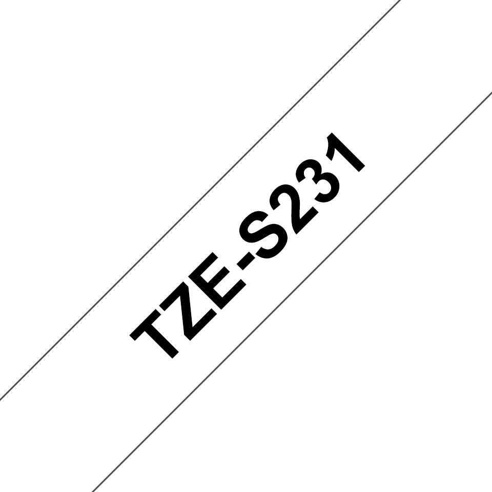 Brother TZe-S231 / TZES231 strong adhesive tape, black on white, 12 mm x 8 m