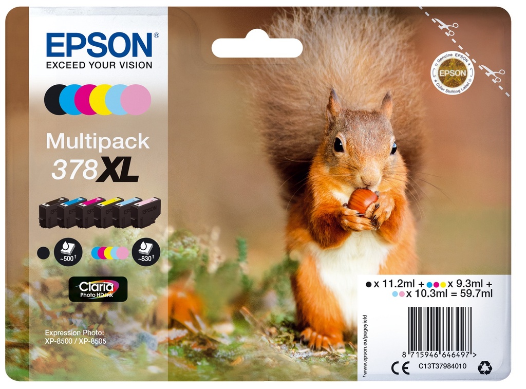 [C13T37984010] Cartouche d'encre Epson 378XL / C13T37984010 4 couleurs, 93 ml