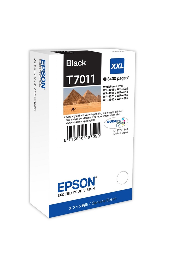 Epson T7011 / C13T70114010 black XXL ink cartridge, 3,400 pages