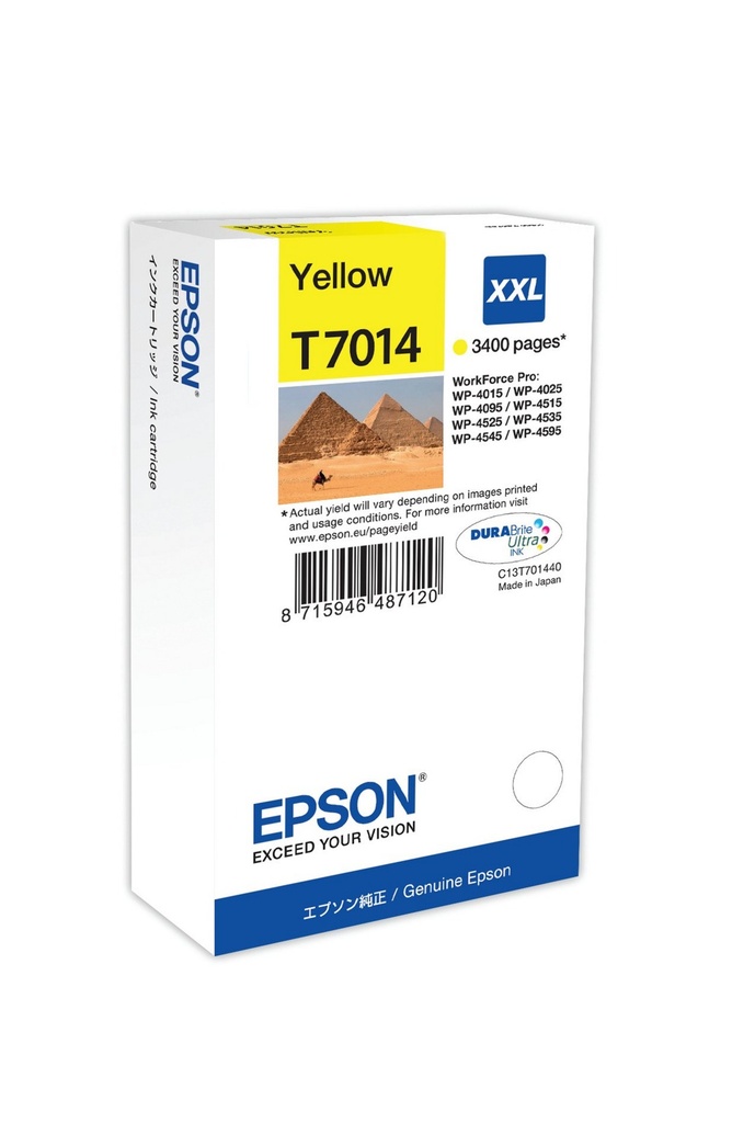 Tintenpatrone Epson T7014 / C13T70144010 Gelb XXL, 3.400 Seiten