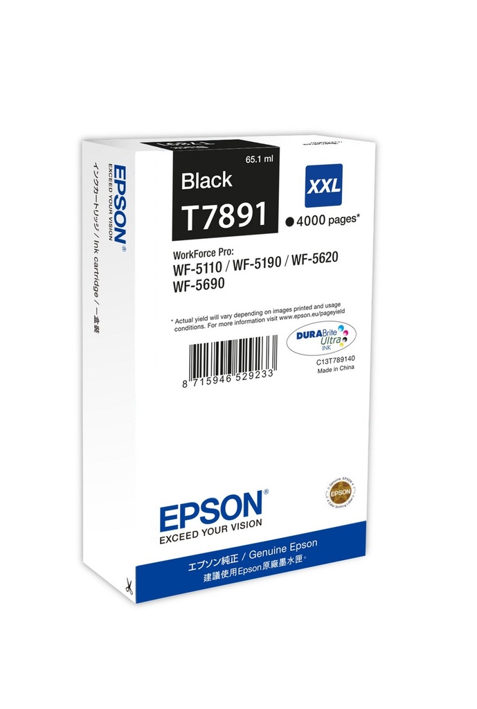 Tintenpatrone Epson T7891XXL / C13T789140 Schwarz XXL, 4.000 Seiten