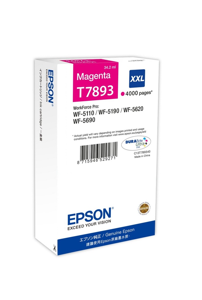 Epson T7893XXL / C13T789340 magenta XXL ink cartridge, 4,000 pages