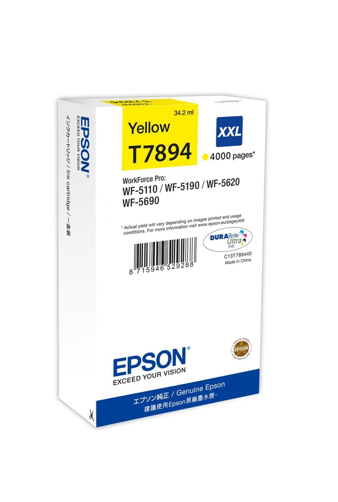 Epson T7894XXL / C13T789440 yellow XXL ink cartridge, 4,000 pages