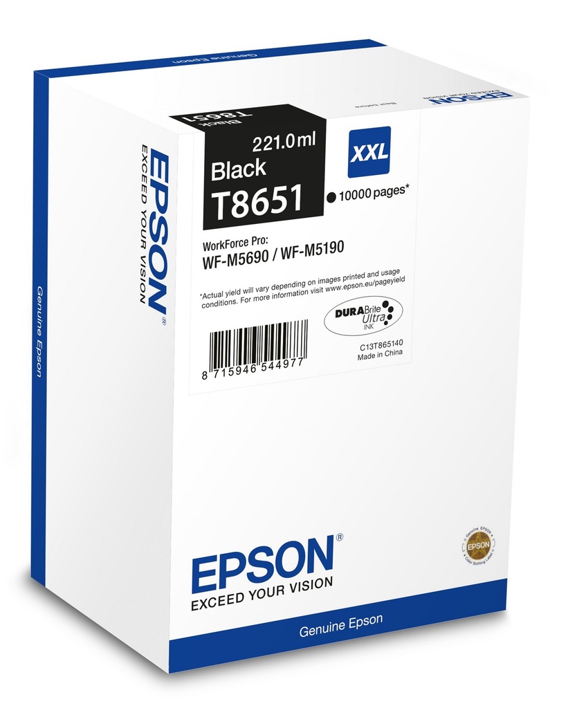 Epson T8651 / C13T865140 black ink cartridge, 10,000 pages