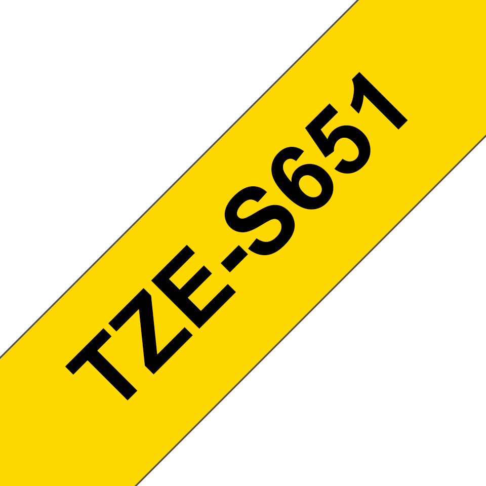 Brother Schriftband extra stark klebend TZe-S651 / TZES651, schwarz auf gelb, 24 mm x 8 m