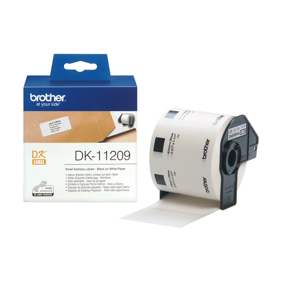 Brother DK-11209 / DK11209 die-cut labels, black on white, 29 x 62 mm, 800 labels
