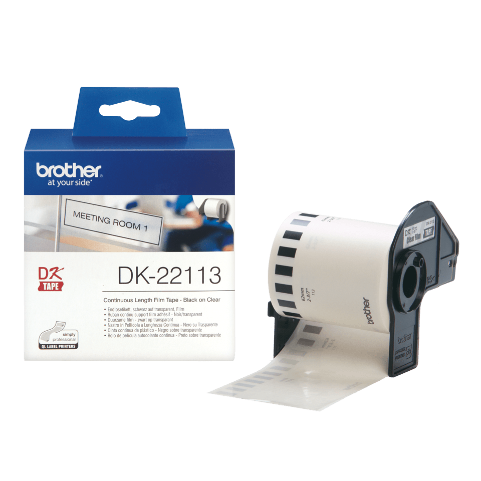 [DK22113] Rouleau continu film Brother DK-22113 / DK22113, noir sur transparent, 62 mm x 15,24 m