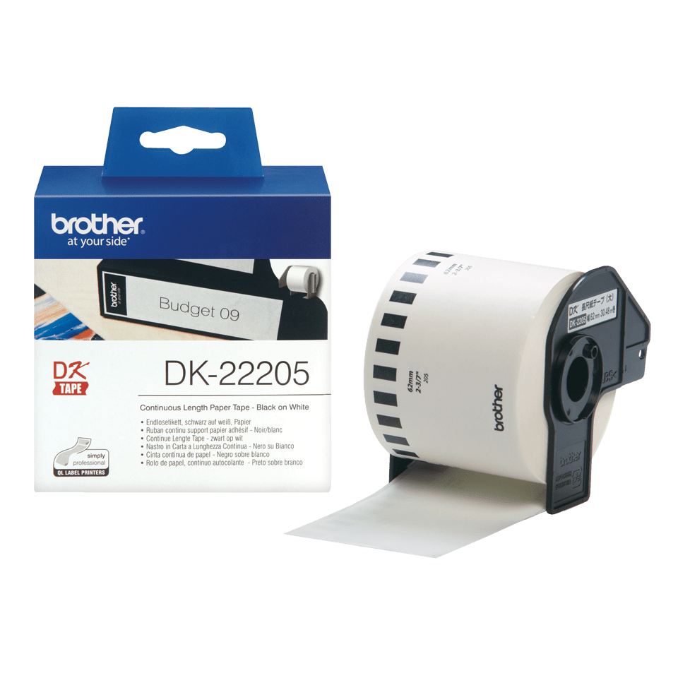 [DK22205] Brother DK-22205 / DK22205 continuous paper roll, black on white, 62 mm x 30.48 m