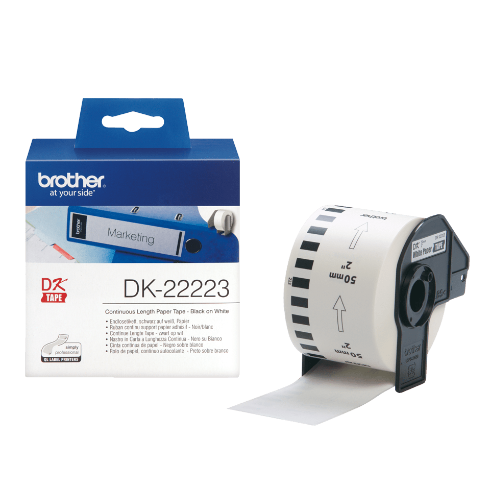 Brother Endlospapierrolle DK-22223 / DK22223, schwarz auf weiß, 50 mm x 30,48 m