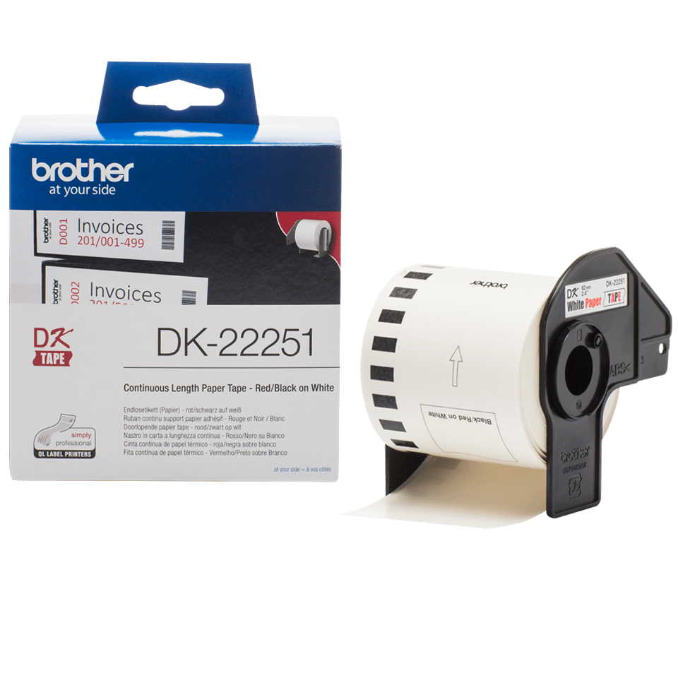 [DK22251] Brother DK-22251 / DK22251 continuous paper roll, black and red on white, 62 mm x 15.24 m