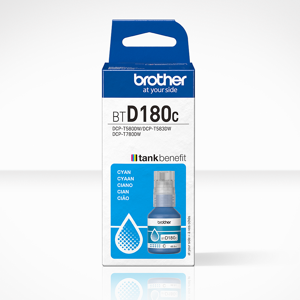Bouteille d'encre Brother BT-D180C / BTD180C cyan, 5 000 pages