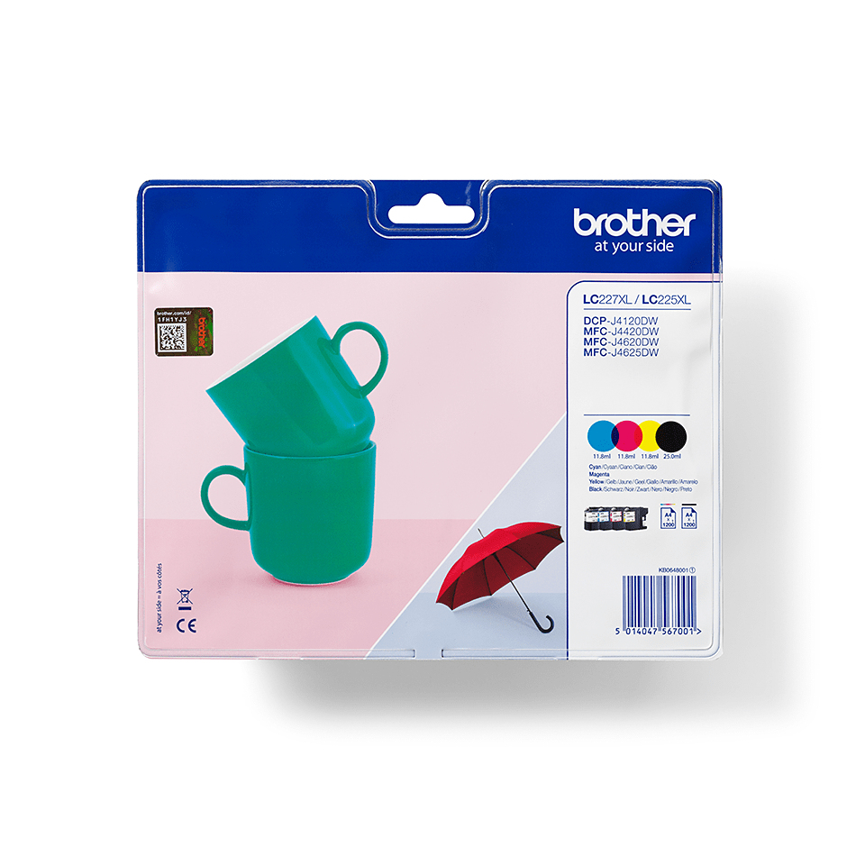 Pack cartouches d'encre Brother LC-227XLVALBP / LC227XLVALBP, 4 couleurs XXL, 1 200 pages
