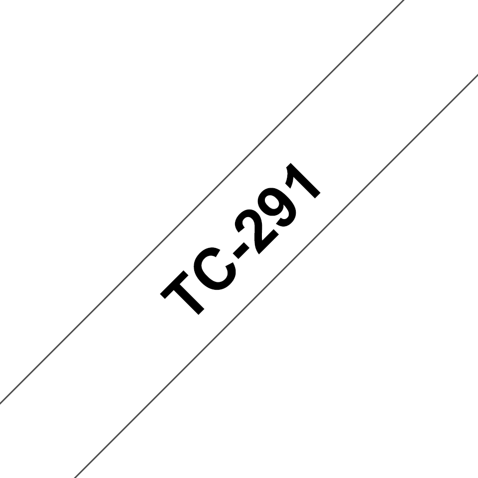 [TC291] Ruban laminé Brother TC-291 / TC291, noir sur blanc, 9 mm x 7,7 m