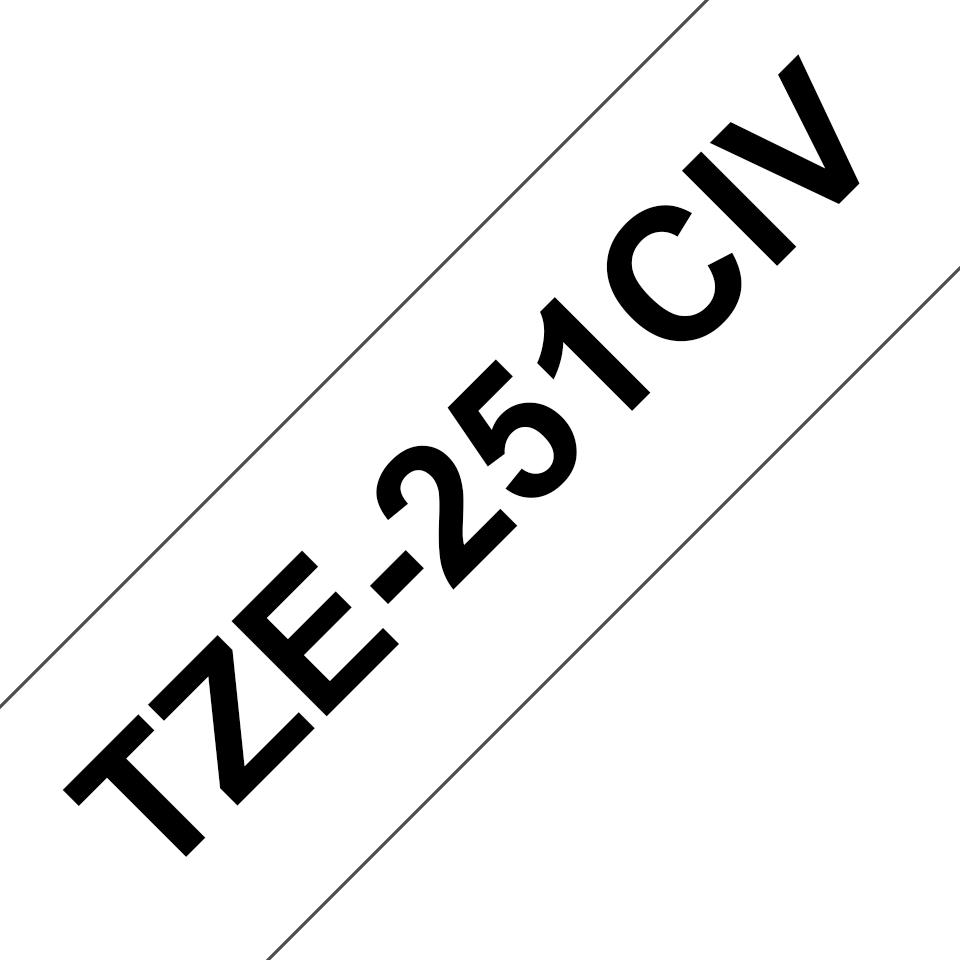 [TZE251CIV] Brother TZe-251CIV / TZE251CIV laminated tape, black on white, 24 mm x 8 m