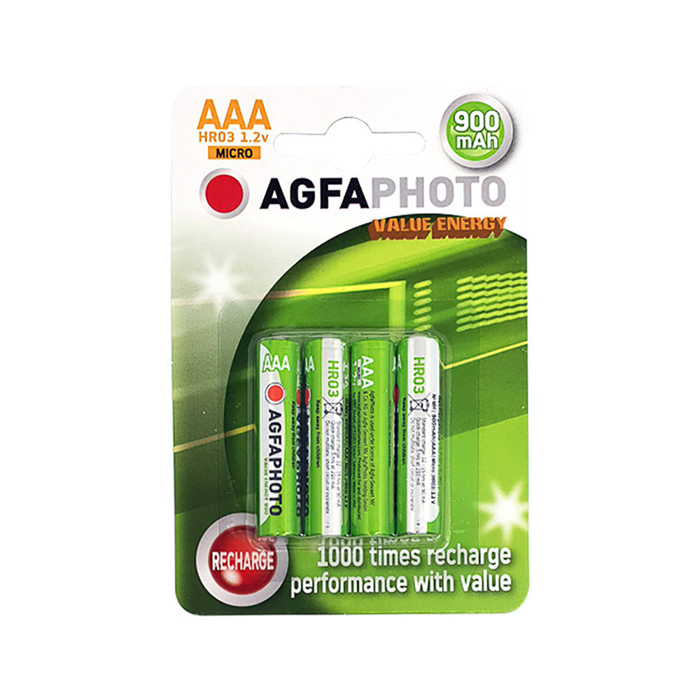 [131802756] Piles rechargeables NiMH AAA AgfaPhoto 131802756, 900 mAh, lot de 4
