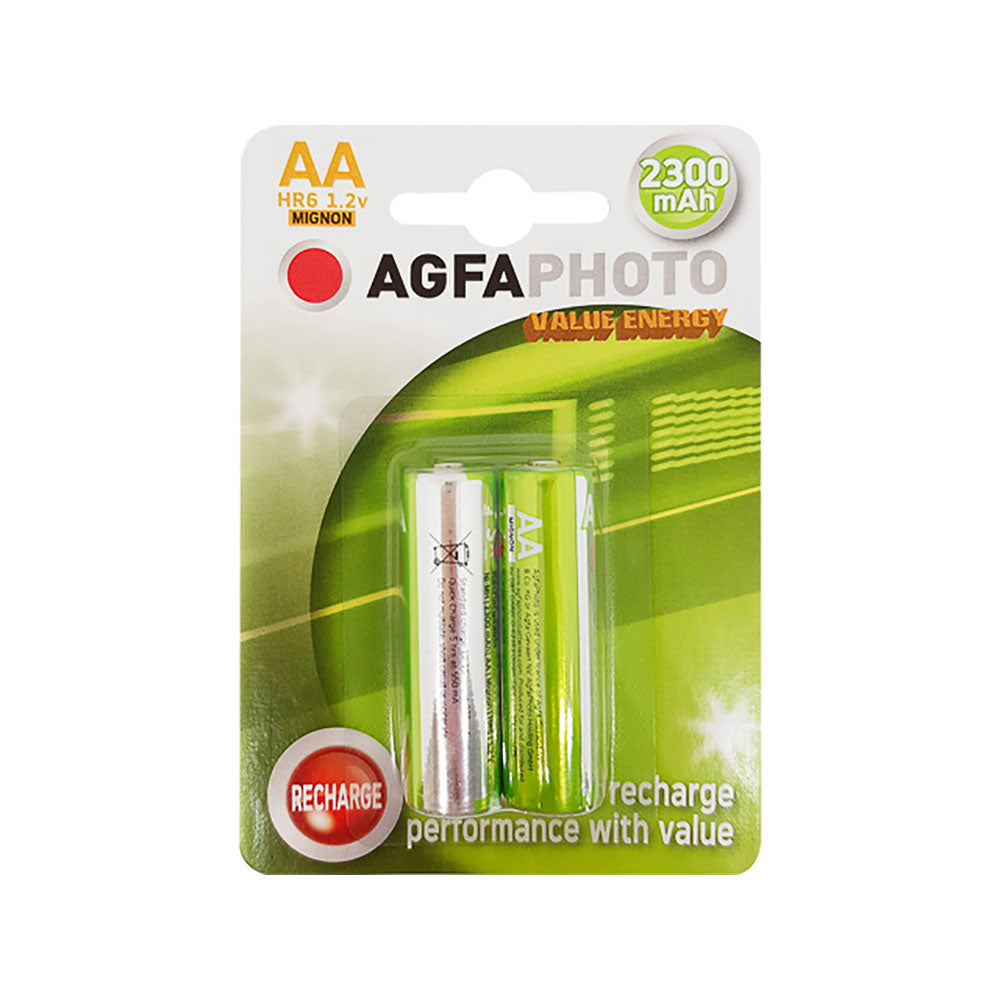 [131802800] AgfaPhoto 131802800 NiMH rechargeable AA batteries, 2300 mAh, pack of 2