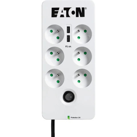[PB6UF] Eaton Protection Box 6-fach-Steckdosenleiste mit Überspannungsschutz, 2 USB-Anschlüsse, 1,5 m