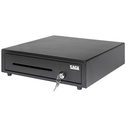 SAGA SGDK-410-G Kassenschublade mit automatischer Öffnung, 410 x 410 x 100 mm, 4 Scheine / 8 Münzen, Schwarz