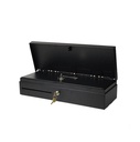 SAGA SGDK-170 vertical flip top cash drawer, 5 bills / 8 coins, 6 coin block insert included, black
