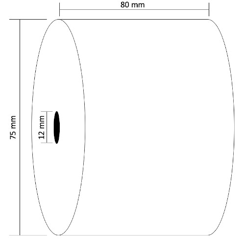 SAGA PT-80 thermal paper for 80 mm receipt printers, 80 x 75 mm, case of 50 rolls
